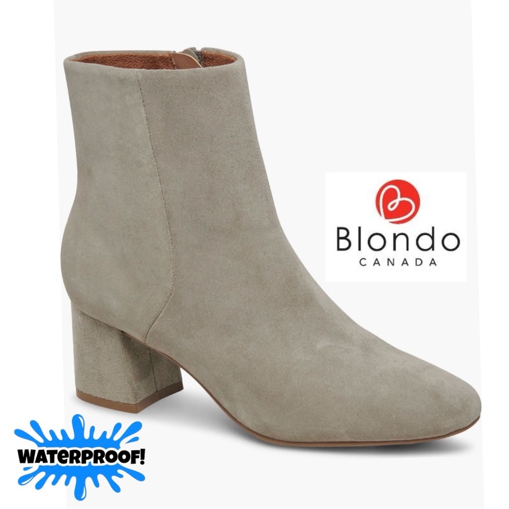 NWOB $160 Blondo Alida Waterproof Bootie – Fallen Rock Suede – Size 7.5